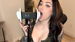 Tattooed beauty records sexy ASMR in hot solo video