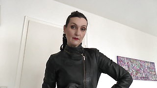 Sniffing Squeaky Leather Gloves, Hand Over Mouth Lady Victoria Valente Jerk off Instructions for Small Cocks