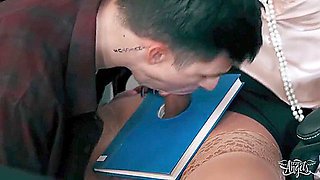 Librarian Eva Maxim Treats Tall College Guy To An Erotic Footjob Before Giving Him A Hard Anal Pounding