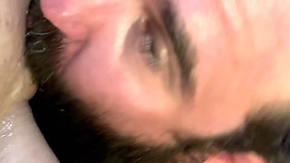 Cuck husband watches wife fuck Daddy and cleans up his load