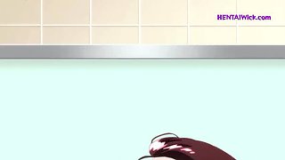 Hairy Tight Pussy Fingered & Hard Fuck in Women's Bath Hentai