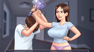 Naughty step-sister gets steamy in the principal's shower with her small boobs