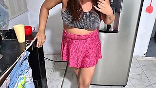 Upset Venezuelan Maid Fucks Hard After Washing Dishes - Big Natural Tits Latina Teen