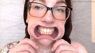 Glasses and Gape: 11-min Dental Speculum-stretched Drool Session