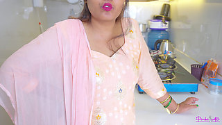 Mother-in-law gives offer for Fuck hard to Son-in-law in kitchen with Dirty hindi talk and he Cum in her sexy pussy.