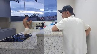 Hot Brazilian Wife Fucked Hard in Kitchen While Cuckold Watches and Washes Dishes - Jennyferpimenta