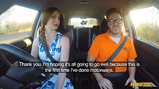 Zara Durose's British Hunk Bangs Her in a Fake Driving School POV