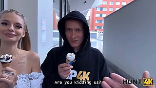 Hunt4k. blondie hottie used her enormous natural boobs to get back on her boyfriend