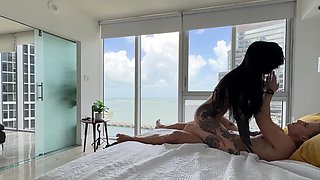 Perfect Busty Brunette fuck in bed in the morning