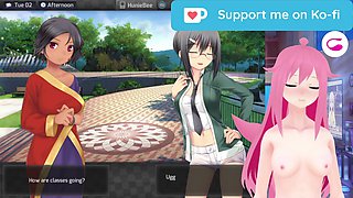Playful adult game Huniepop session and pleasuring myself part 1