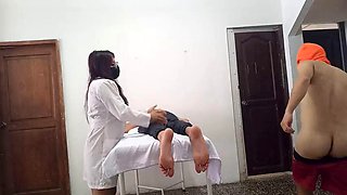 The massage at the institute ended deliciously! My boyfriend came in while I was giving the client a massage and did something amazing