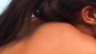 Tanned brunette big ass honey fucked in her slippery pussy