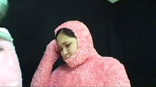 Two asian foot fetish school girl tease a cock