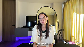 Beautiful skinny nerdy 18yo learns to suck but loves to fuck