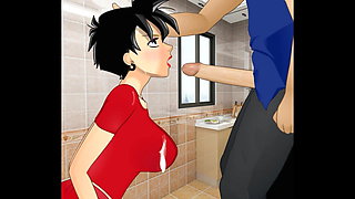 Videl and Gohan in the restroom