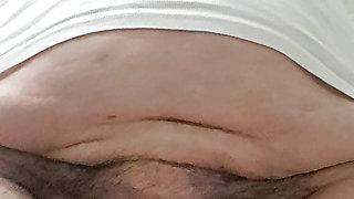 The stepmother's pussy is fat and hairy