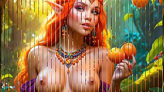 Beautiful Big Breasted Nude Elf Girl with African Cherry Orange