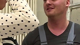 Busty blonde MILF milked on her big boobs
