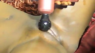 Gigantic Boobs Teen Girl Swallowing Big Black Cucumber in Her Pussy