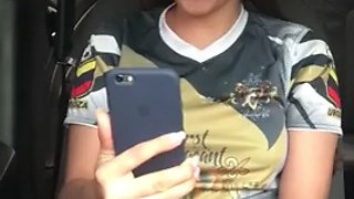 Sexy soccer player has a hot video call with her boyfriend