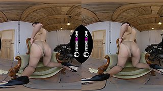 Viola Kat In Virtual Reality With Open Legs Tearing Tights And Shows Pussy - FeelMeVR