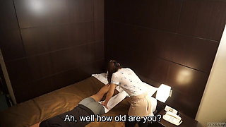 Japanese hotel massage gone wrong Subtitled in HD