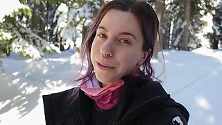 French Amateur Vlog: Outdoor Blowjob in Courchevel Forest with Big Natural Tits