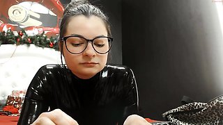 Latex slut solo anal masturbation