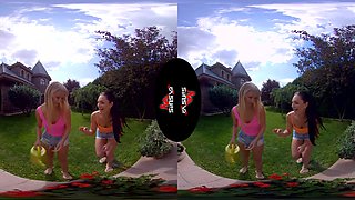Leeanne & Eyla - Share My Lipstick; Lesbian Blonde Brunette Models Big Tits