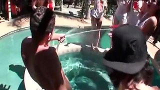College hoes flashing sex holes at pool party