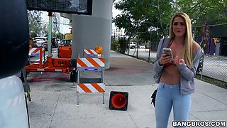 Skyla Novea takes a wild ride on the BangBus with her fake tits bouncing!