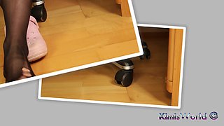 Dirty Pink Clogs & Torn Black Nylons - Raw Underfoot Tease