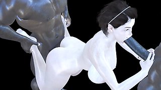 Part 1- 3D White big tits slut gets fucked by two studs in MMF threesome, deepthroat anal BBC huge tits, VAM hentai cartoon