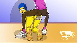 Wife Cheats on Her Husband with a Fitness Trainer. Cartoon. Simpsons Parody