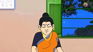 Cartoon fantasy with creampie featuring an inexperienced Indian girl and her stepbrother