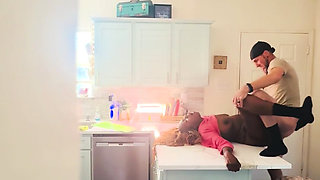 StepSon catches his ebony busty mom fucking the white neighbor.