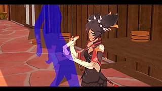 Genshin Impact Hentai - Xinyan Handjob and Blowjob - Japanese Asian Manga Anime Film Game Porn