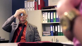 BUMS BUERO - Blonde German MILF in interracial office sex