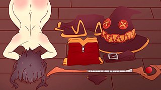 Animated interracial porn with busty anime beauty Megumin.