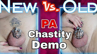 Amateur Femdom Pegging: New Chastity Cage Demo For Beginner Slave