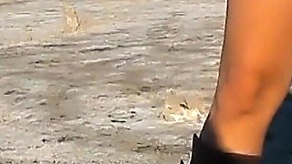 Amateur Latina Flashing Pussy and Ass River Bank