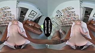Haley Spades rides cock in vr with Oliver Davis in a steamy scene.