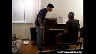 Hot Blonde Granny Takes Young Studs in Hardcore Threesome