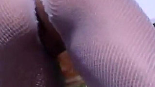 Naughty Blonde Slut in Fishnets Gets Oily Body Fucked From Behind Doggy Creampie