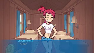 Busty anime girl Loveskysan69 in cartoon fun at Camp Pinewood