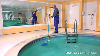 Sexy Young Glory Has Some Fun with the Old Pool Man