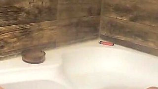 Beautiful Sugar Babe Tight Jeans Teasing with Mega Orgasm in Bathtub at Home While Smoking