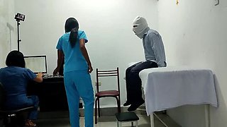 Hot Latina Doctor & Nurse Fuck Patient on Stretcher - Amateur Clinic Sex