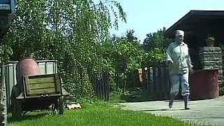 Horny German Granny Gangbang Outdoors