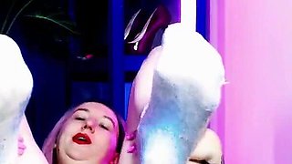 Lady Angela Dirty White Knee Socks Topless